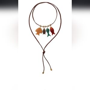 Fish Charm Wrap Necklace in Multi Color